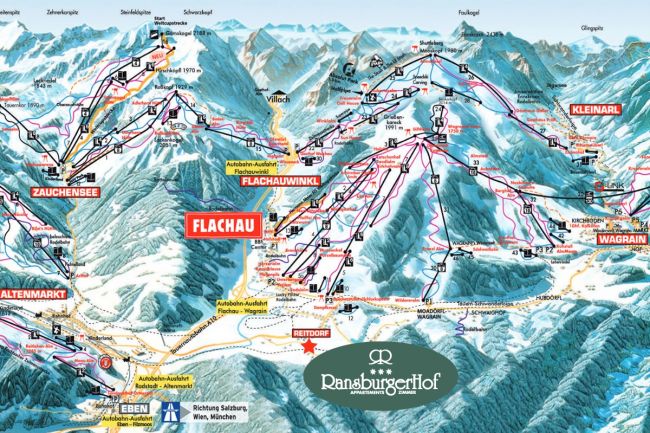 Skipanorama Salzburger Sportwelt mit Flachau Reitdorf