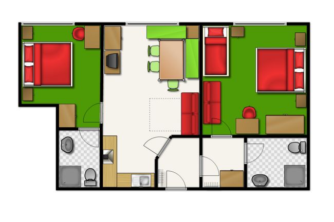Grundriss Typ E für 4 - 8 Personen